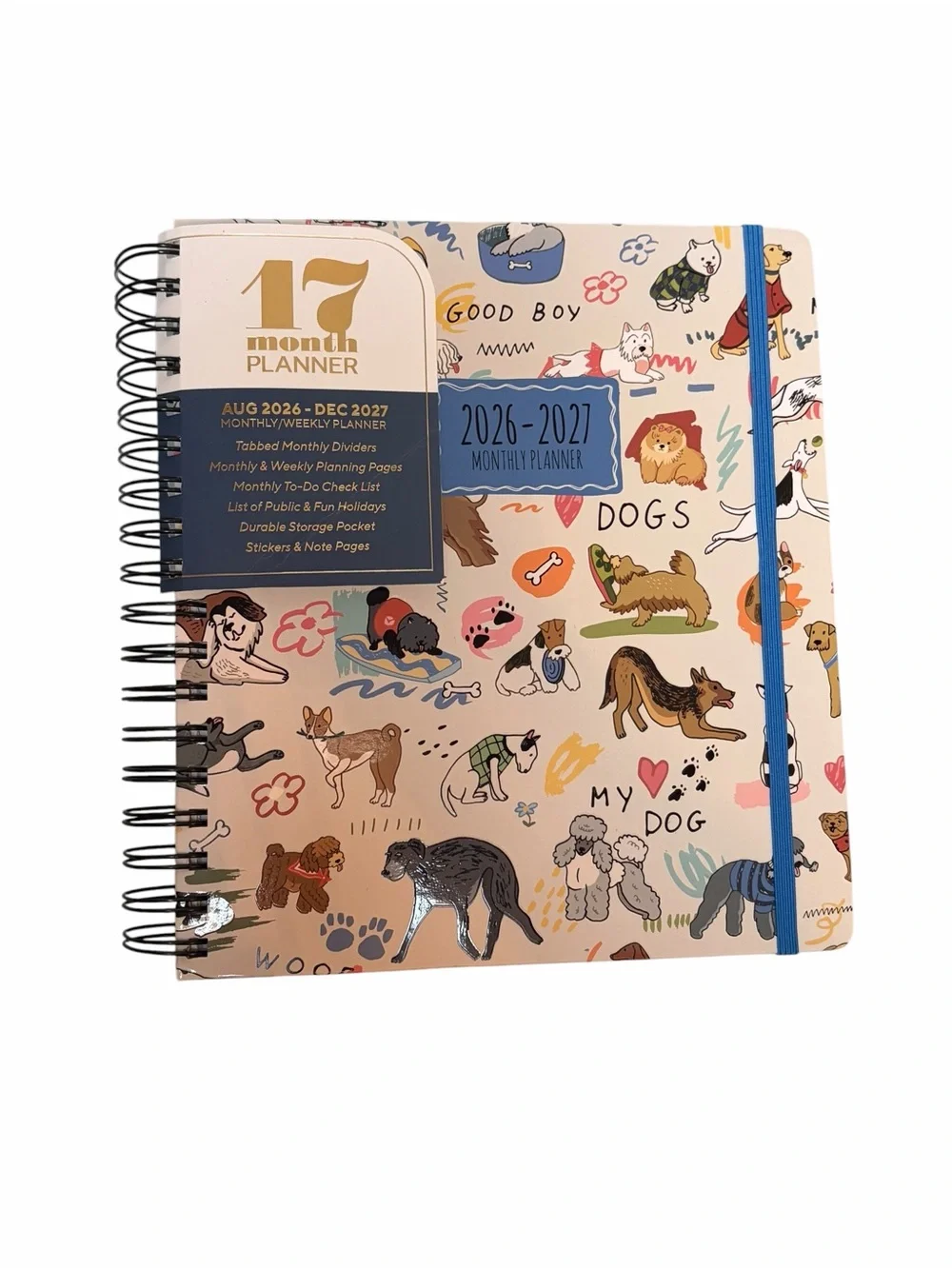 The Creative Expert Dog Love Hard Cover 17-Month Planner 8/26 - 12/27 Stickers